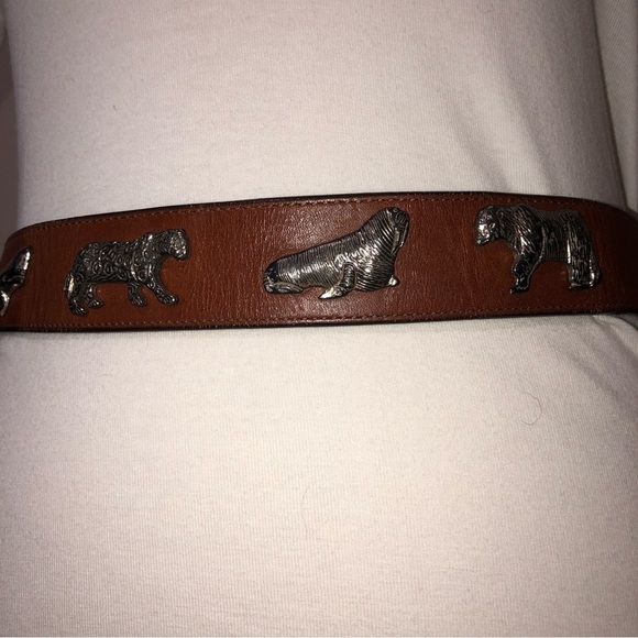 Vintage Accessories - Vintage Wild Animal Studded Brown Leather Belt Unisex